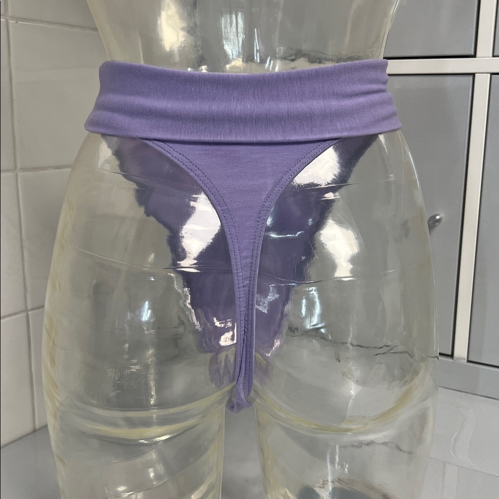 Candiotti 80s 90s Roll-Waist Thong Bodywear M NWOT Lavender - Picture 3 of 9